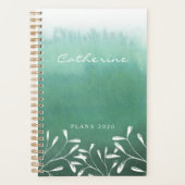 Moderne Zee Green Ombre Waterverf 2020 Planner (Voorkant)