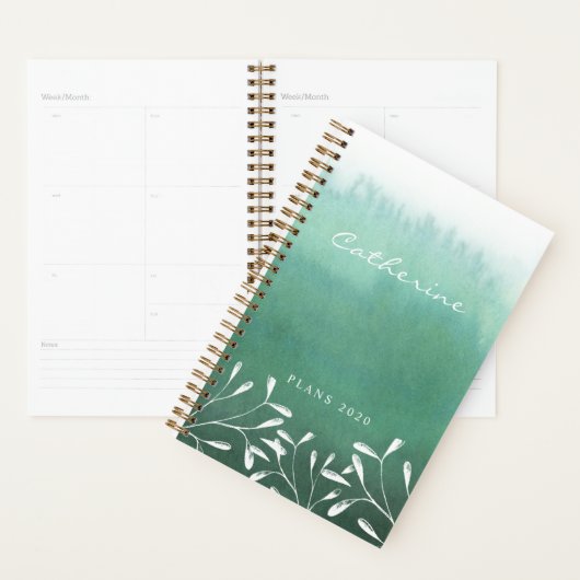 Moderne Zee Green Ombre Waterverf 2020 Planner (Display)