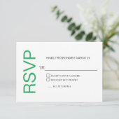 Moderne Zee Green White Wedding RSVP-respons Antwo RSVP Kaartje (Staand voorkant)