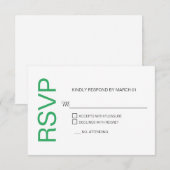 Moderne Zee Green White Wedding RSVP-respons Antwo RSVP Kaartje (Voorkant / Achterkant)