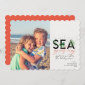 Moderne Zee Greetings Coral Kerstfoto Feestdagenkaart (Voorkant / Achterkant)