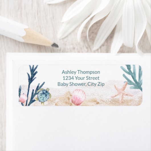 Moderne Zee-schildpad Etiket (Insitu)