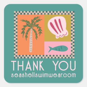 Moderne Zee THANK YOU FOR BESTELLING Cute AANGEPAS Vierkante Sticker