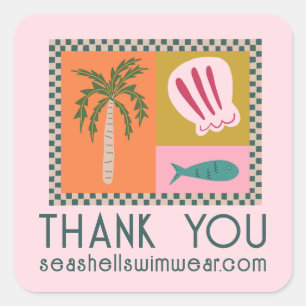 Moderne Zee THANK YOU FOR BESTELLINGEN Cute AANGEP Vierkante Sticker