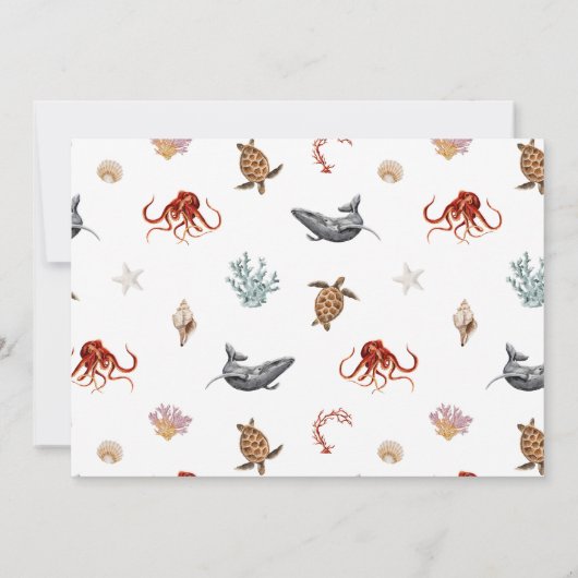 Moderne Zee Turtle gepersonaliseerd Notitiekaartje (Achterkant)
