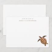 Moderne Zee Turtle gepersonaliseerd Notitiekaartje (Voorkant / Achterkant)