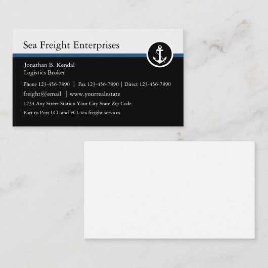 Moderne Zee, vracht- en logistiek Visitekaartje (Voorkant / Achterkant)