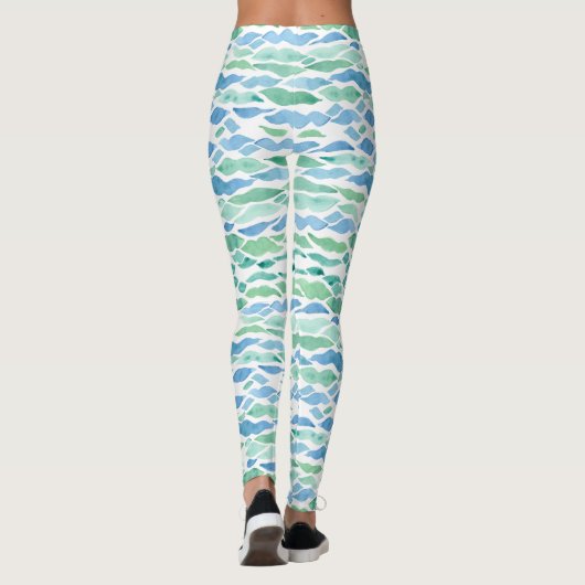 Moderne Zee Waterverf van het Bewakingspatroon Leggings (Achterkant)
