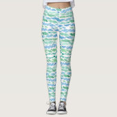 Moderne Zee Waterverf van het Bewakingspatroon Leggings (Voorkant)