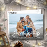 Moderne Zeeen en feestdagen voor penseel Briefkaart<br><div class="desc">Moderne Zeeen en groeten van het Manuscript van de Borstel de Vakantie van de Foto van de Familie Briefkaart</div>