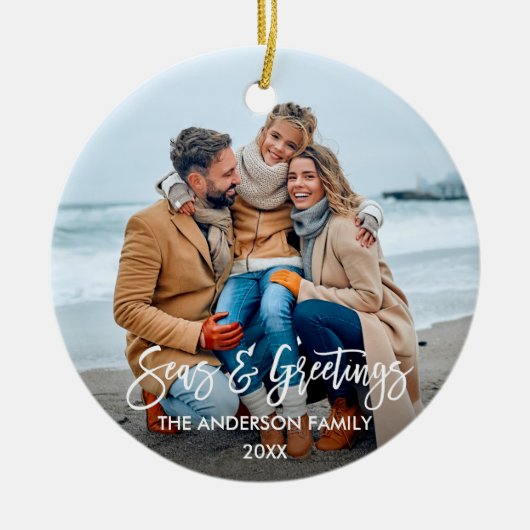 Moderne Zeeen en foto's voor penseelscript Keramisch Ornament (Voorkant)