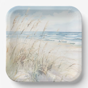 Moderne zeekleurige waterverf bruidsontvangst verw papieren bordje