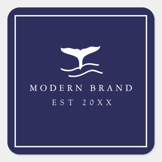 Moderne zeemacht legante walviswalvisvis vierkante sticker (Voorkant)