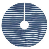 Moderne zeemansblauw, witte strepen kerstmis kerstboom rok (Voorkant)