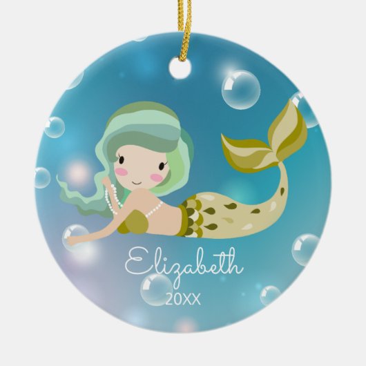 Moderne Zeemeermin Persoonlijke Kerst Ornament (Voorkant)