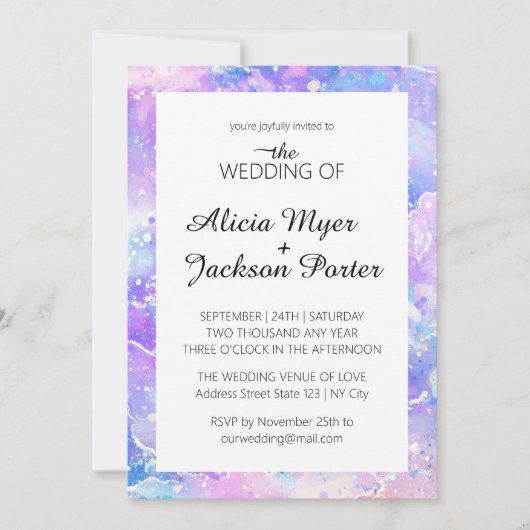 Moderne Zeemeermin Waterverf Huwelijksuitnodiging Kaart (Voorkant)