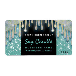 Moderne zeemijlkaarsetiket met glitterig script etiket