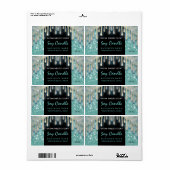 Moderne zeemijlkaarsetiket met glitterig script etiket (Full Sheet)