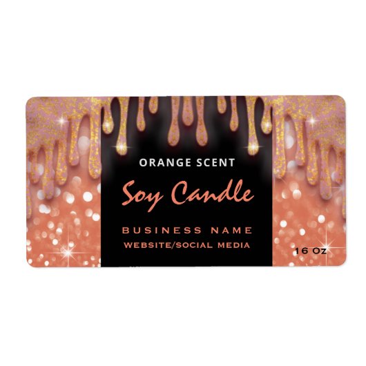 Moderne zeemijlkaarsetiket met glitterig script etiket (Voorkant)