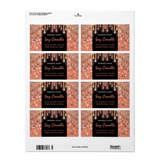 Moderne zeemijlkaarsetiket met glitterig script etiket (Full Sheet)