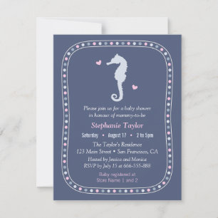 Moderne Zeepaard Oceaan Baby Shower Uitnodigingen