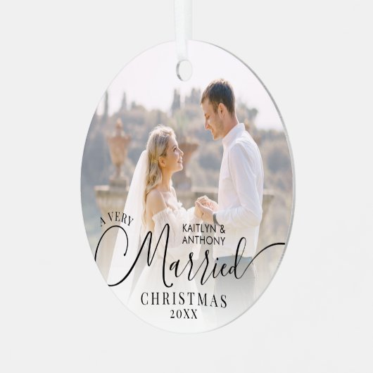 Moderne, zeer gehuwde kerstscript 2 foto's metalen ornament (Voorkant links)