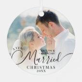 Moderne, zeer gehuwde kerstscript 2 foto's metalen ornament (Achterkant)