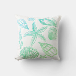 Moderne Zeeschelp Blauw Groen Wit Ombre Strandsche Kussen