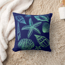 Moderne Zeeschelp Marine Aqua White Ombre Beach Sh Kussen
