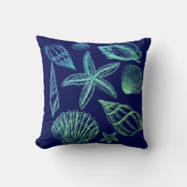 Moderne Zeeschelp Marine Aqua White Ombre Beach Sh Kussen