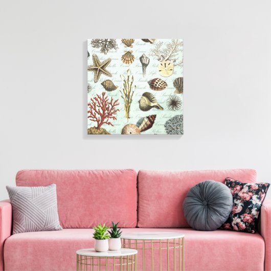 Moderne zeeshells canvas afdruk (Insitu (Woonkamer))