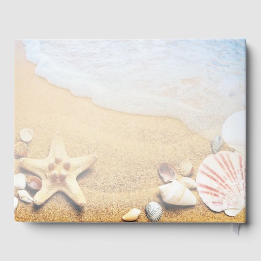 Moderne zeesterren tropische strand bruiloft gastenboek (Achterkant)