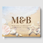 Moderne zeesterren tropische strand bruiloft gastenboek (Voorkant)
