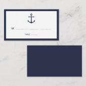 Moderne Zeevaart Navy Blauwe Anker Trouwdag Plaatskaartje (Voorkant / Achterkant)