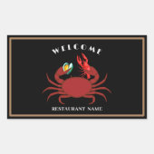 Moderne zeevruchten welkom krab langoesten clam na rechthoekige sticker (Voorkant)