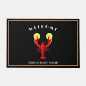 Moderne zeevruchten welkom Lobster Limoen aangepas Deurmat (Voorkant)
