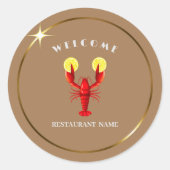Moderne zeevruchten welkom Lobster Limoen aangepas Ronde Sticker (Voorkant)