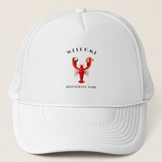 Moderne zeevruchten welkom Lobster sushi aangepast Trucker Pet (Voorkant)