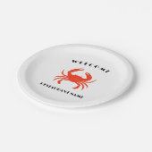 Moderne zeevruchten welkom red Crab custom persona Papieren Bordje (Gekanteld)