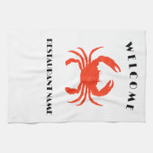 Moderne zeevruchten welkom red Crab custom persona Theedoek (Horizontaal)