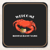 Moderne zeevruchten welkom rode Crab ramen logo na Kartonnen Onderzetters (Voorkant)