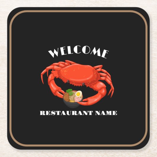Moderne zeevruchten welkom rode Crab ramen logo na Kartonnen Onderzetters (Voorkant)