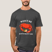 Moderne zeevruchten welkom rode Crab ramen logo na T-shirt (Voorkant)