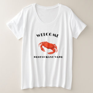 Moderne zeevruchten welkom rode krab aangepaste na grote maat t-shirt