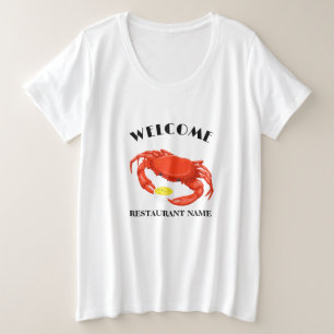 Moderne zeevruchten welkom rode Krabboter logo naa Grote Maat T-shirt