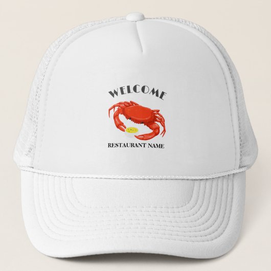 Moderne zeevruchten welkom rode Krabboter logo naa Trucker Pet (Voorkant)