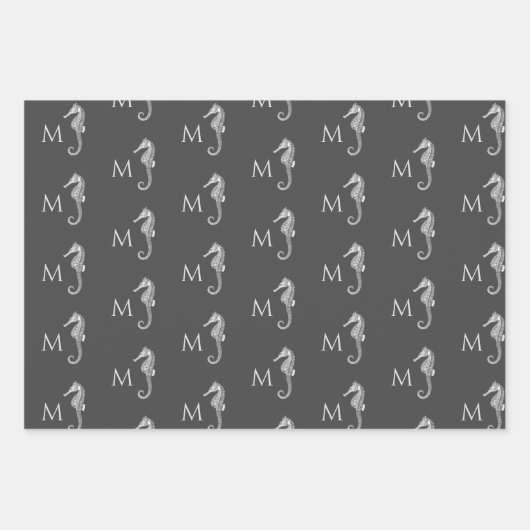 Moderne zeezeepaardkorst inpakpapier vel (Voorkant 3)