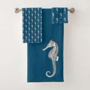 Moderne zeezeepaardzeekorstaart bad handdoek