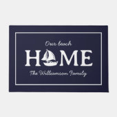 Moderne zeilboot Home Familienaam Beach Lake Deurmat (Voorkant)