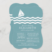 Moderne zeilboot nautische Baby shower uitnodiging (Voorkant / Achterkant)